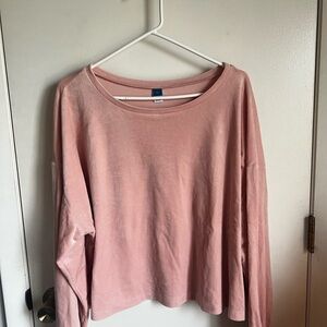 Old Navy Women's Pink Long Sleeve Velour Cropped Top